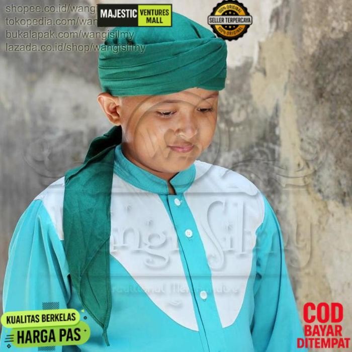 Premium Sorban Imamah Instan Langsung Pakai Ukuran Anak / Peci Sorban Imamah Anak Hitam / Imamah Pra