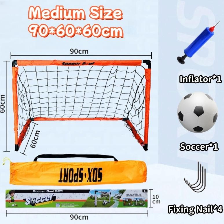 Terbaik Mainan Sepak Bola untuk Anak-anak Set Gawang Sepak Bola Lipat Portabel Permainan Sepak Bola 