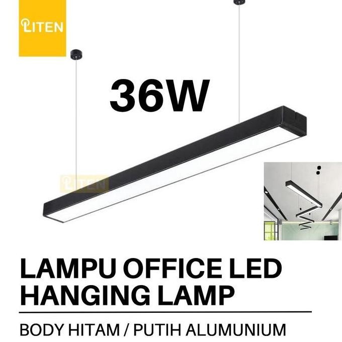 36W 120 Cm - Lampu Gantung Led Persegi Panjang Kotak Lampu Kantor Plafon Led Downlight Lampu Kerja O