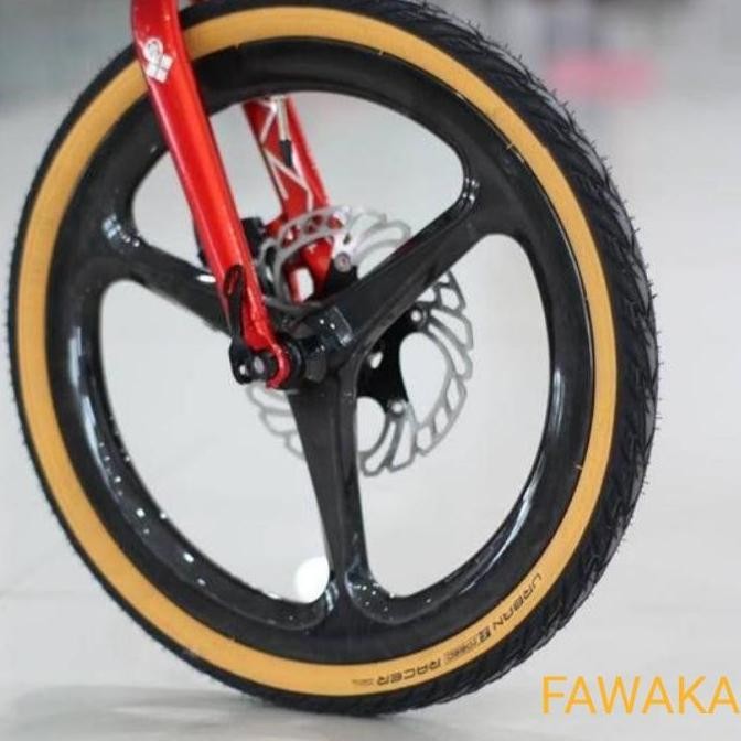 TERBARU WHEELSET 3 SPOKE CARBON 16 349 DISC BRAKE VELG SEPEDA 16 PLUS TRISPOKE BISA GRAB