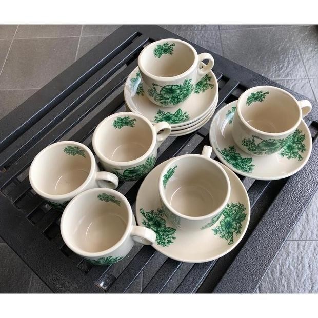 1 Set Cangkir Keramik Kopi Teh Motif Bunga