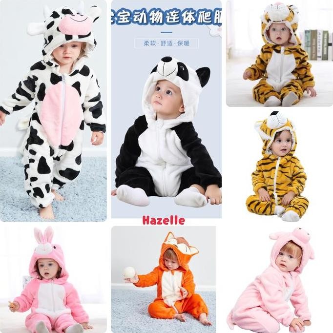 Baju Piyama Kostum Anak Bayi Onesie Animal Hewan Lucu Import 0-5T