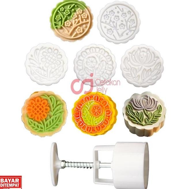 CJ CETAKAN MOONCAKE MOON CAKE KUE BULAN NASTAR BULAT 100 GR 4 MODEL