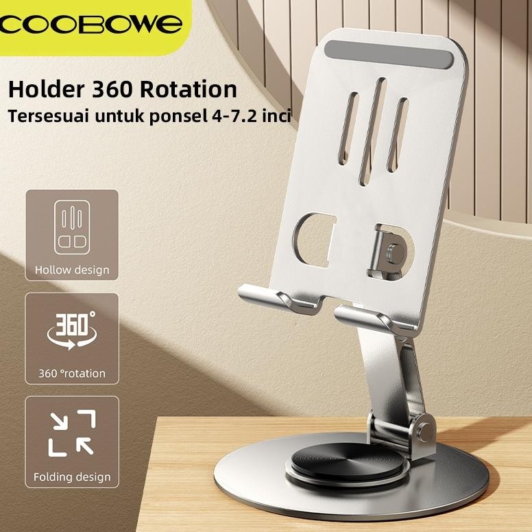 Terbaik COOBOWE K63 Phone Stand Holder hp 360 Degree Rotation Logam Stand Phone Holder hp meja Dapat