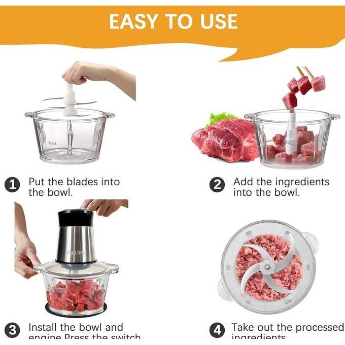 Philips Blender Chopper 2L Meat Chopper multifungsi food chopper