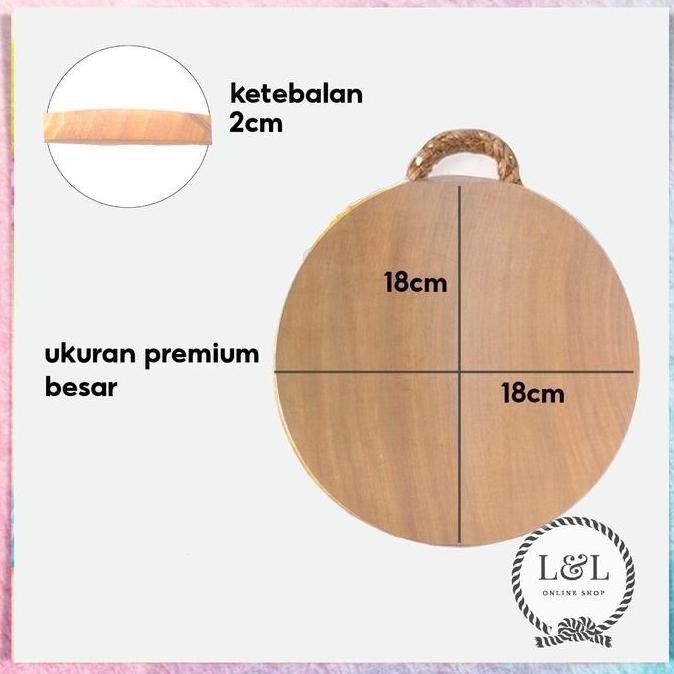 Talenan Bulat Kayu Pinus Talenan Gantung Premium Food Grade