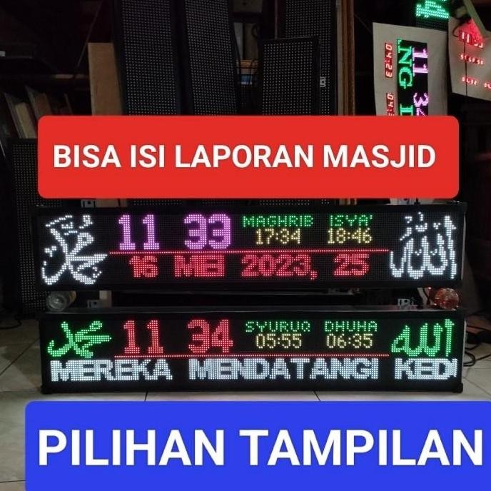 JAM SHOLAT FULL Colour 20 CM X 100 CM jam digital masjid non tartil