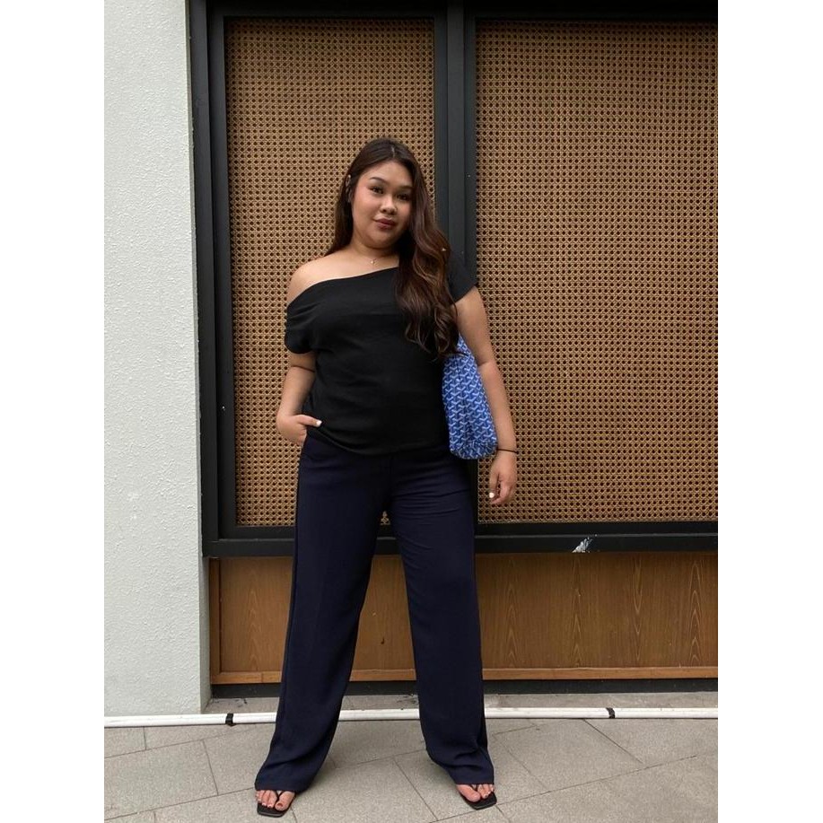 VOYA - PAMELA ONE SHOULDER RIB TOP - BLOUSE JUMBO - BIGSIZE