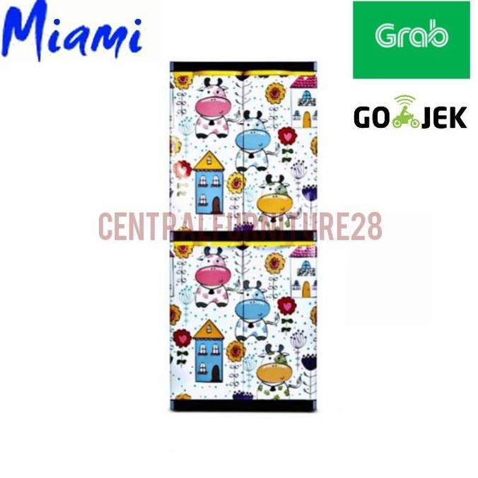 Promo LEMARI PLASTIK 4 SUSUN MIAMI ORLANDO MOTIF SAPI COD