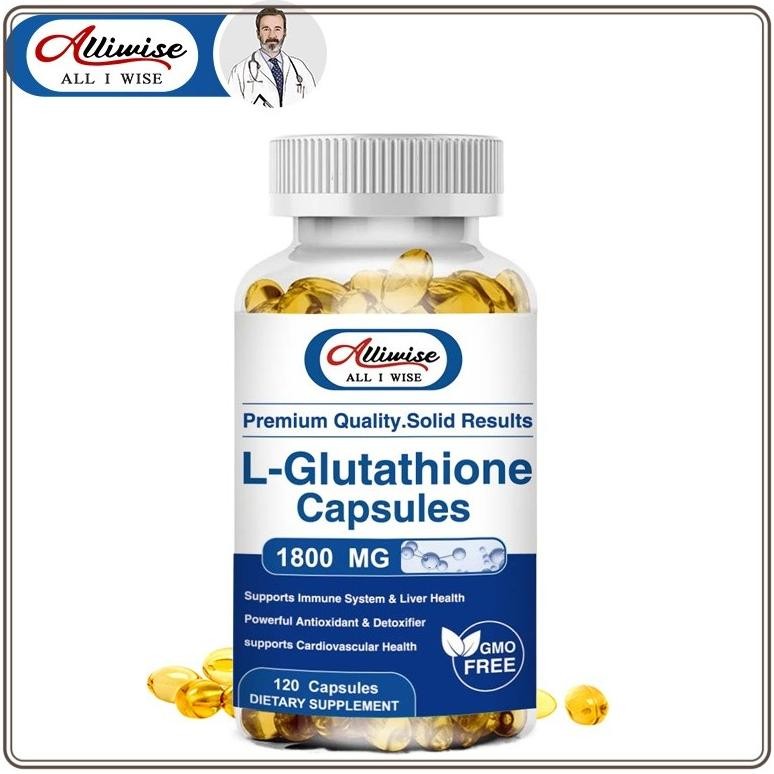 Alliwise L-Glutathione 1800 mg Kapsul untuk Pemutih Kulit, Antioksidan, Flek Hitam dan Menghilangkan