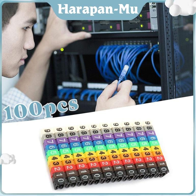 UGNDA 100pcs Cable Markers Colourful C-Type Marker Label Penanda Kabel Jaringan Label Penanda Tanama