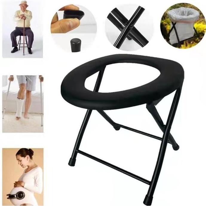 Kursi Toilet Duduk WC Portable Bagi Orang Tua Lansia Wanita Hamil Dewasa Kloset Besi ZER