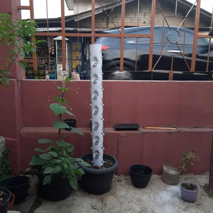 tower vertikal hidroponik vertical garden 4inch 30 lubang 1 meter REZ