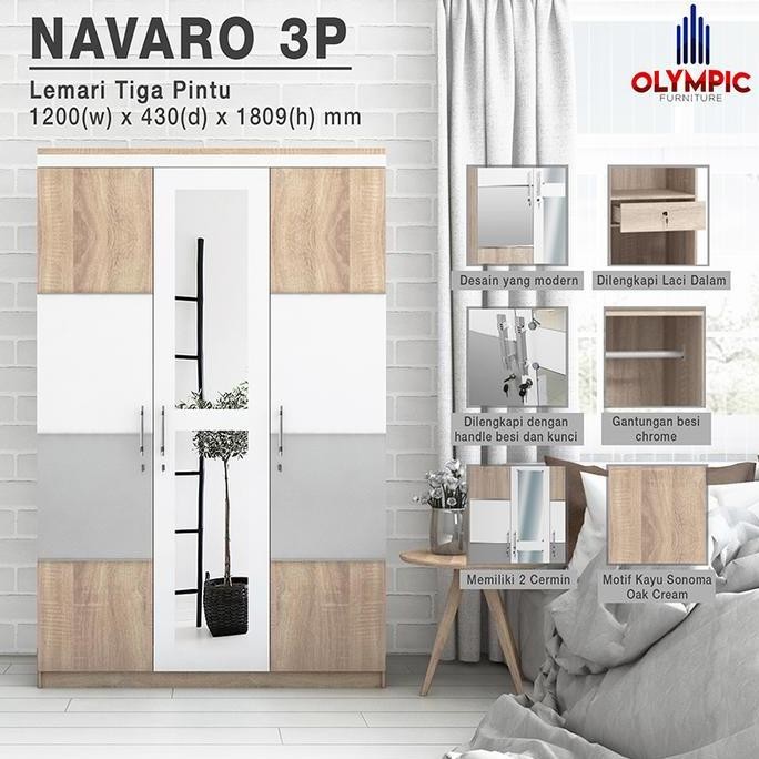 Promo Olympic Hidup Seimbang 4 Lemari Baju 3 Pintu + Meja Rias + Rak TV COD