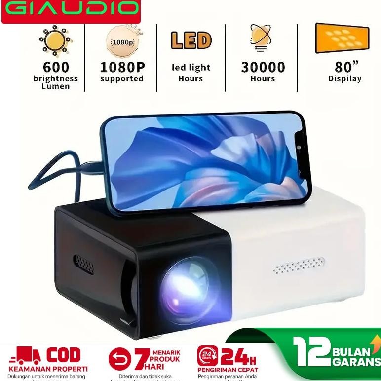 ROULACASE- YG300 Proyektor Mini Portable Hp Android 4K Full HDMI Led Mini Proyektor TV Mini Home The