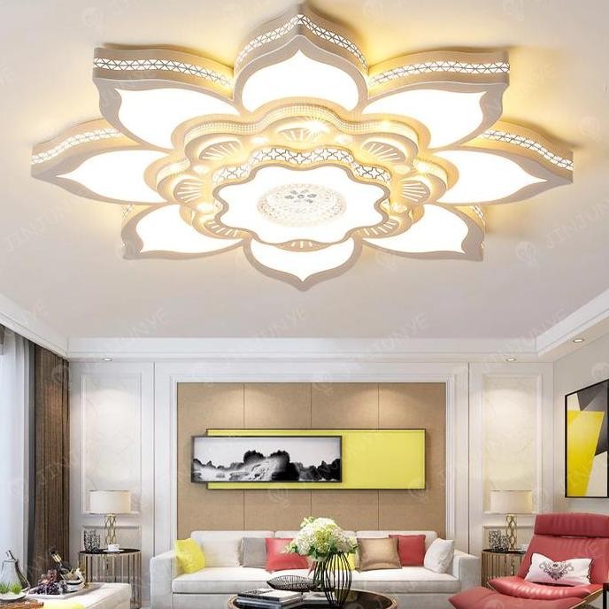 Qulo - Lampu Hias Plafon Bunga Gaya Led 3Warna Lampu Langit-Langit Cocok Untuk Ruang Tamu, Kamar Tid