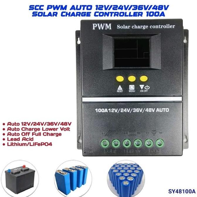 SCC MPPT PWM 10A/20A/30A/60A/100A OTOMATIS 12V/24V/36B48V PANEL SOLAR CHARGER CONTROLLER POWER BATER