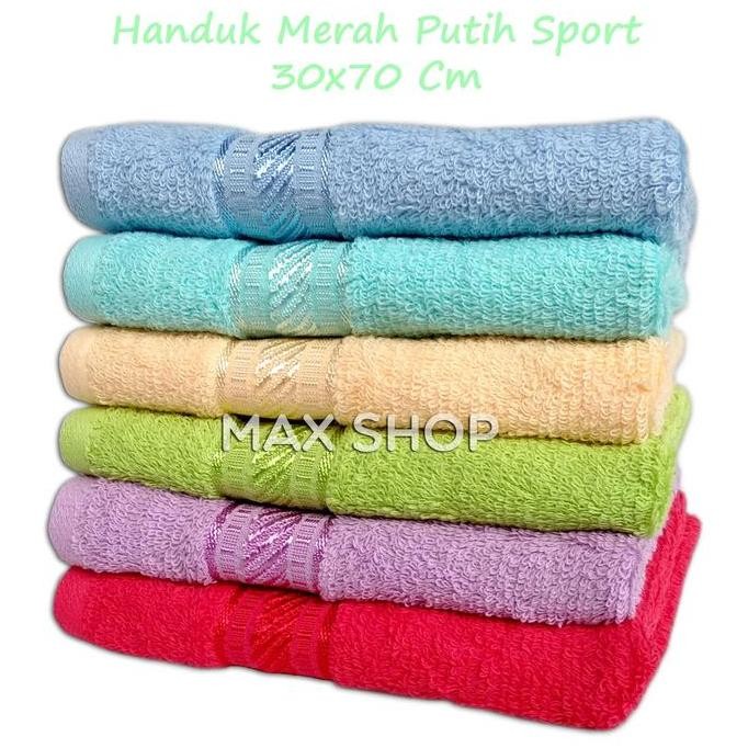 Handuk Muka Merah Putih Polos 30x70cm Handuk Kecil Sport Olahraga