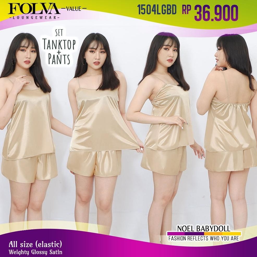 Promo - FOLVA tanktop baju tidur set celana pendek satin all size