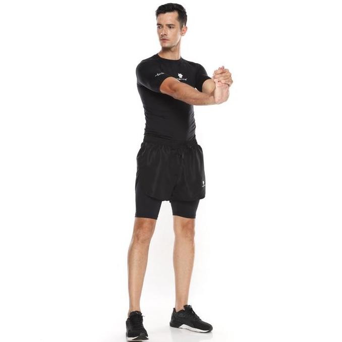 Tiento Celana Legging Short Pants 2in1 Sporty Leging Black Men