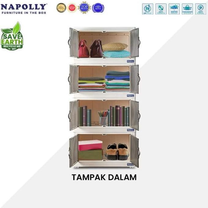 Napolly POLIBOX 446 / Lemari Plastik Lipat - Rak Plastik Lipat 4 Susun / Furniture Minimalis, Esteti