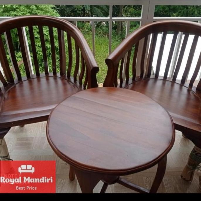 KURSI TERAS BETAWI LENONG SET BAHAN KAYU JATI 2 KURSI + 1 MEJA