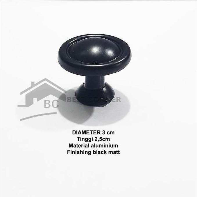 Tarikan Knob Laci atau Lemari Minimalis Hitam Aluminium 2075