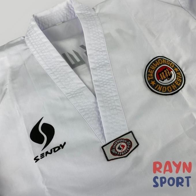 Baju Taekwondo Dobok SENDY Seragam Pemula Basic Kerah Putih Original
