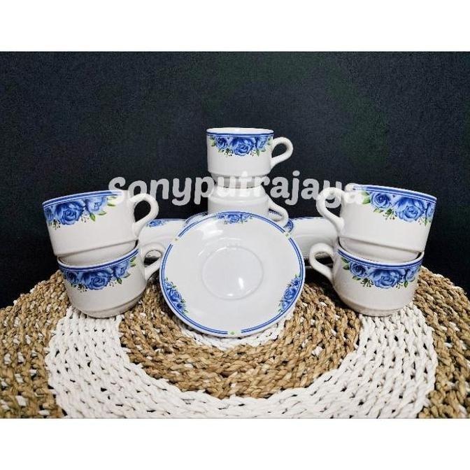 cangkir set keramik Rose isi 6 tatakan+6 cangkir | cangkir kopi | gelas kopi | cangkir teh dan kopi 