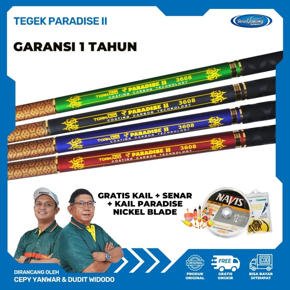 Joran Tegek Paradise II Gratis 3 Hadiah Coating Carbon Handle Anti Slip Kuat