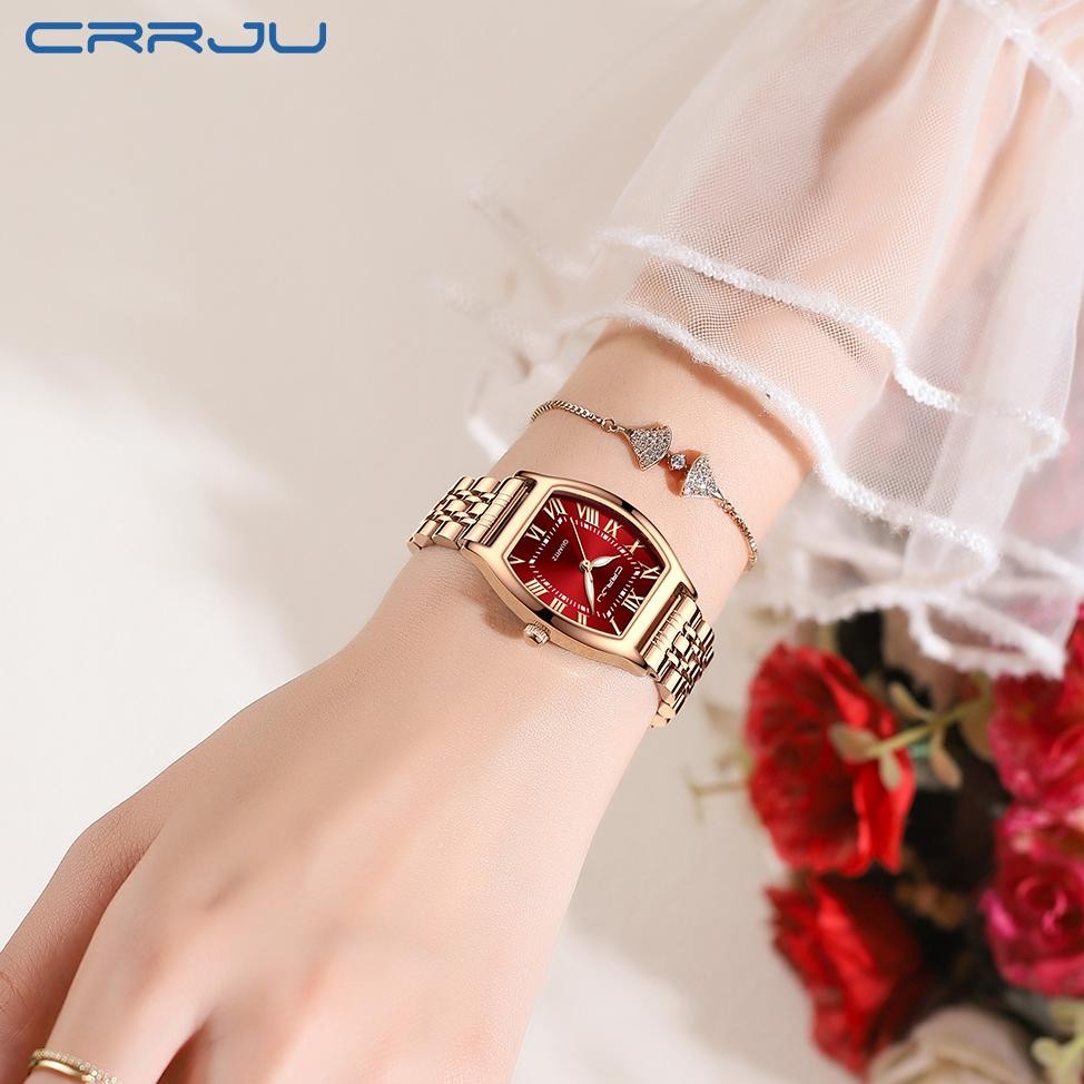 CRRJU Jam Tangan Wanita Elegan Terbaru 2023 Anti Air Rantai Kado Buat Pacar Cewek 5013