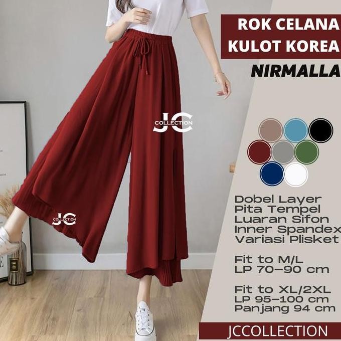 Celana Panjang Sifon Gaya Korea Nurmalla Stice Pants Kulot Jcfashion