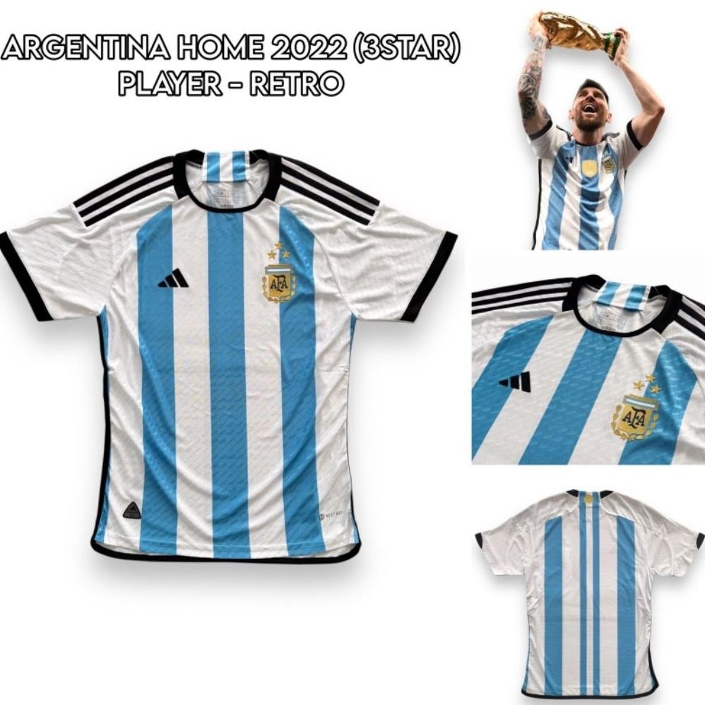 (PLAYER ISSUE PI) RETRO ARGENTINA HOME JUARA DUNIA 2022 PREMIUM HIGH QUALITY
