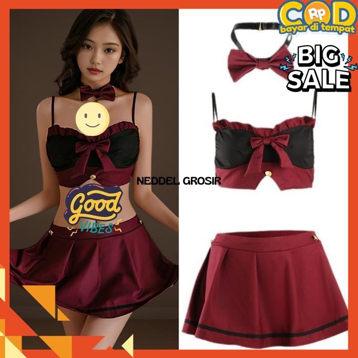 LINGERIE  COSPLAY KOSTUM ANIME SERAGAM SEKOLAH SISWI MINI ROK BY NEDDEL GROSIR