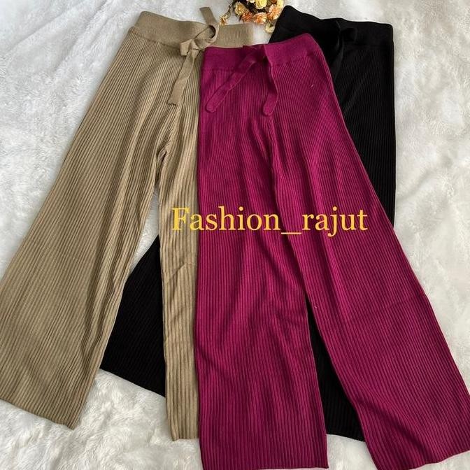 Celana Kulot Rajut Bahan Tebal