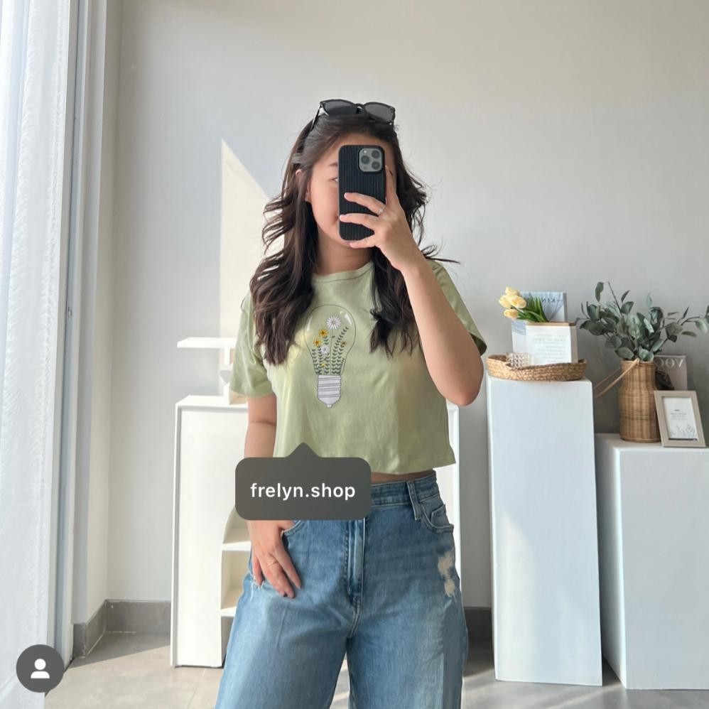 Berkualitas FRELYN SHOP - CROP TOP MOTIF | BAJU KAOS TUMBLR CROP TEE TSHIRT KAOS KOREA FASHION WANIT