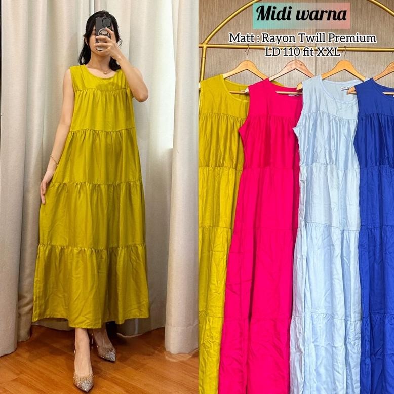 Terbaik INER MIDI SIANTAR / INNER RAYON TWILL MIDI DRESS SIANTAR WARNA .,
