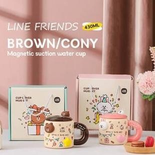 [Line Friends] No Box Ceramic Mug/ Milk Coffee Cup/ Cute Cartoon Cup/ Cup With Lid/ Gift Set/ Birthd
