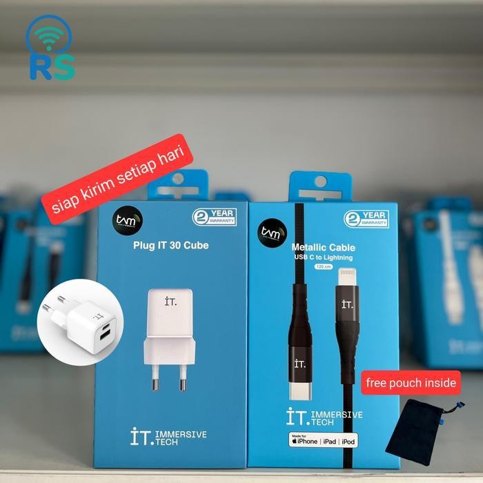 iT 30w Adapter + Metallic Cable USB Type C to L Lightning iPhone