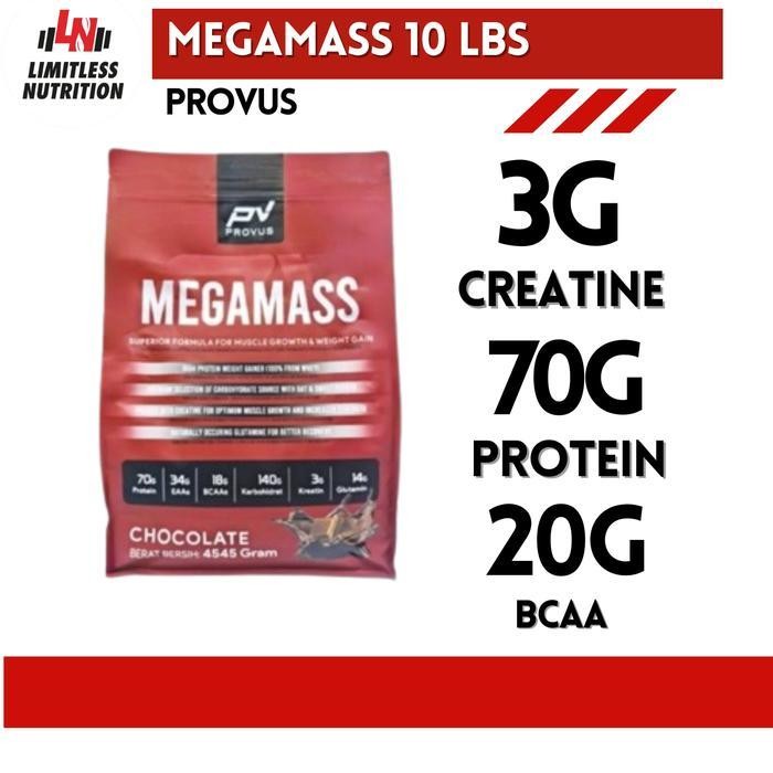 Provus MEGA MASS Megamass Gainer 10 lbs 10lb Lean Gain BPOM Halal - Vanilla