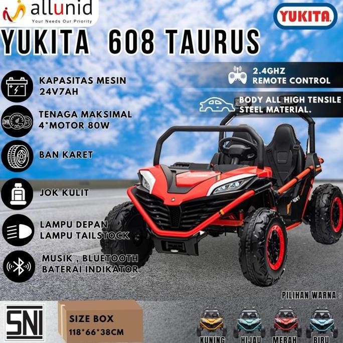 Mainan Anak Mobil Aki Jeep Yukita 608 Taurus - Merah - Kuning