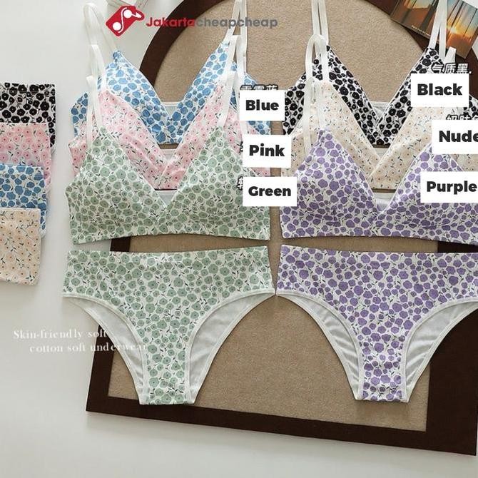 Jc130 Setelan Bh & Cd Wanita Floral Premium Model Dengan Motif Seksi Bra