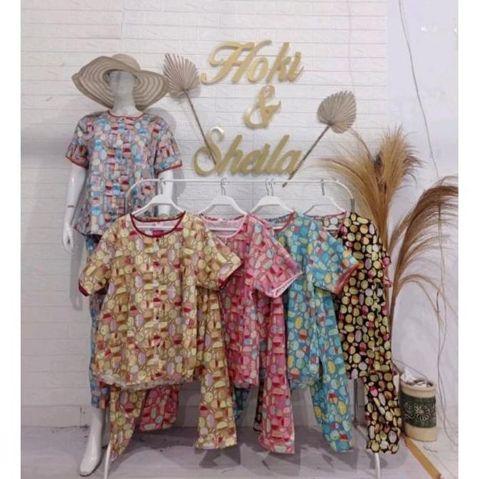 Baju Tidur Hoki Sheila Cp Silver Katun Wanita (Fish Ball)