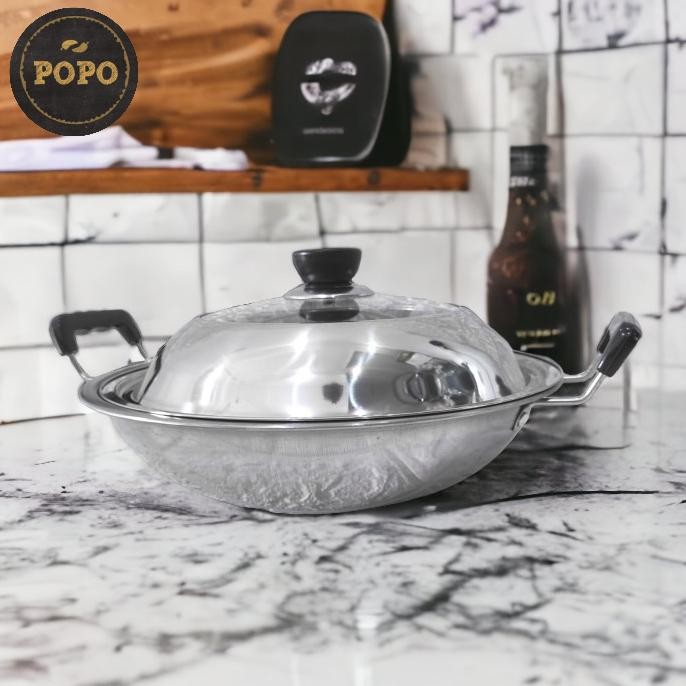 Special - Tutup Wajan Stainless Kaca Kuali Panci Wok Baskom Penutup Kukusan ,.