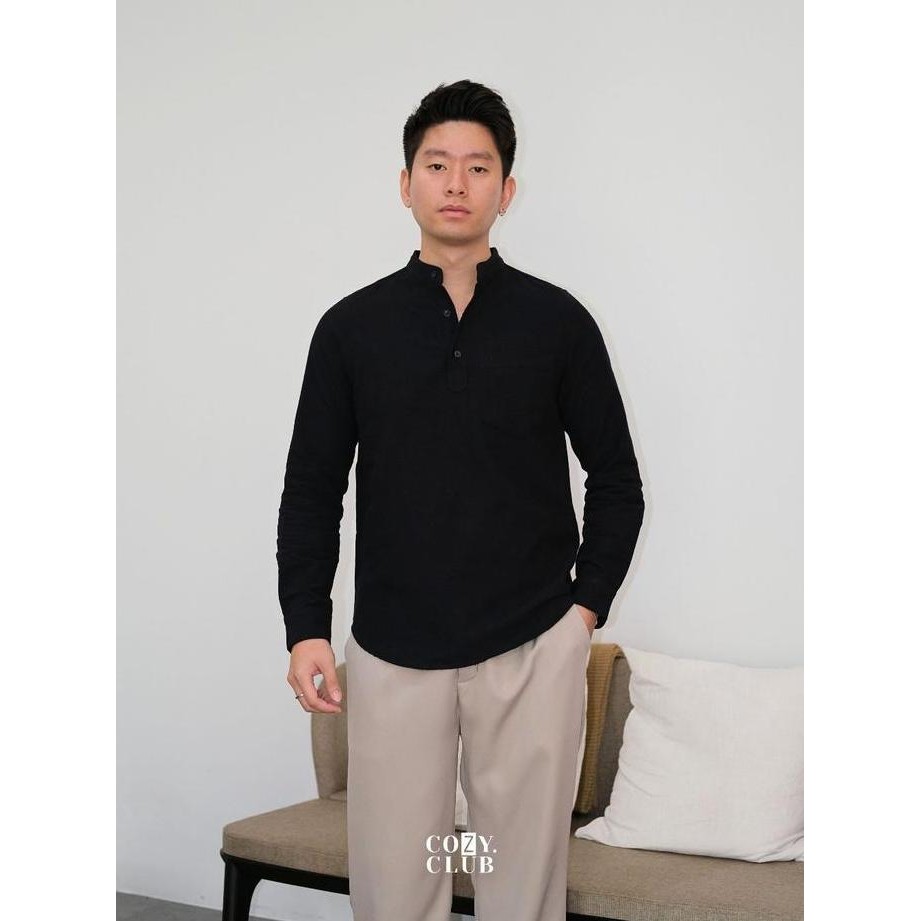 DF300>> Linen Koko Polo | Kaos Kerah Koko Pria Lengan Panjang | 171