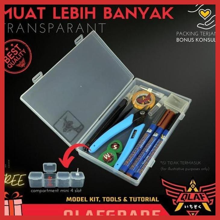 (GUNDAM) TOOL BOX ALAT RAKIT - KOTAK  PENYIMPANAN TRANSPARANT COMPARTMENT MODEL KIT GUNDAM  TOOLS SI