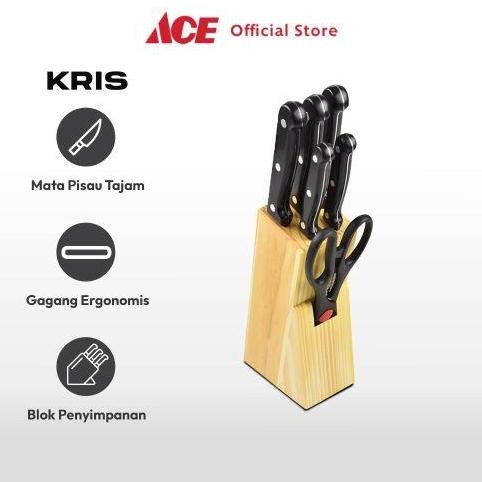 Kris Set 7 Pcs Pisau Dapur - Hitam Multifunctional Cooking Knife