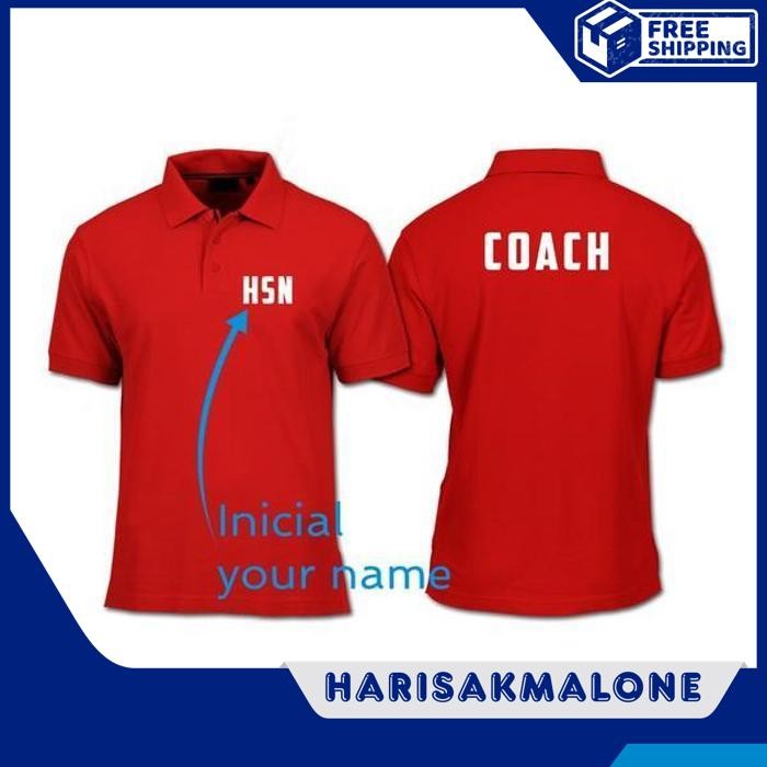 BEST SELLER KAOS POLO SHIRT TSHIRT BAJU KERAH DISTRO INISIAL NAMA COACH PELATIH OLAHRAGA SABLON BORD
