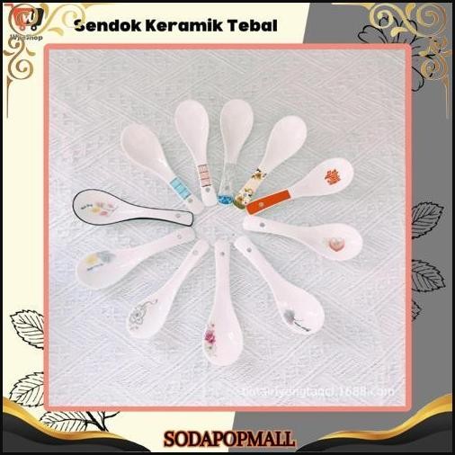 Terlaris Sendok Bebek Sendok Sup Keramik Putih Tebal Motif Bunga