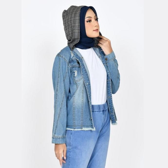 Promo Jaket Jeans Wanita Hoodie Jumbo Outer Jins Lezahrasignature Fit Xxl Cod
